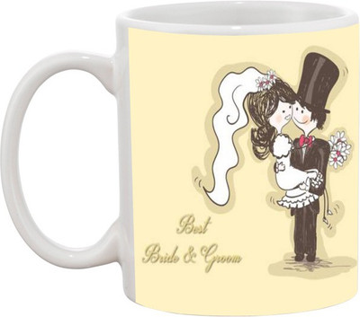 

Ashvah Best Bride & Groom Ceramic Mug(350 ml), White