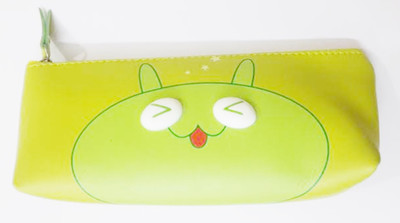 

Golden cartoon animal design soft pouch Art Artificial Leather Pencil Box(Set of 1, Green)
