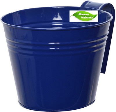 

Minerva Naturals Metal Railing pot Blue Color Plant Container Set(Metal)