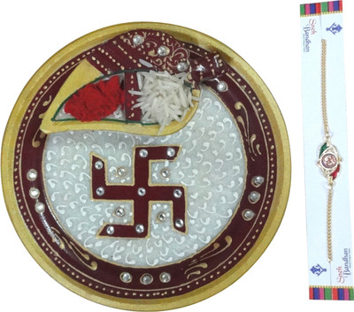 

dharohar the heritage Poojan / Shagun Thali (Marble) Marble(3 Pieces, Multicolor)