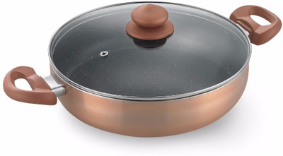 

Prestige Omega Marble Saute Pan 0 cm diameter with Lid(Aluminium, Non-stick, Induction Bottom), Black;brown