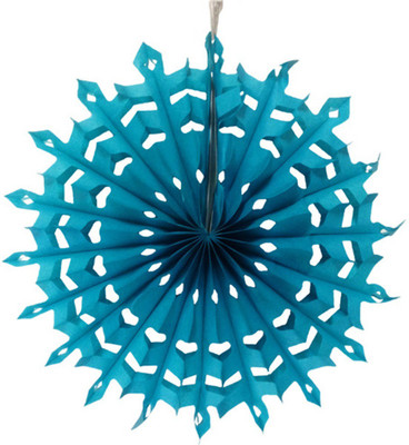 

Funcart 12" Snowflake Teal Blue Paper Fan - 12"
