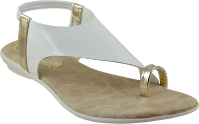 Mega Steps Women White::Gold Flats