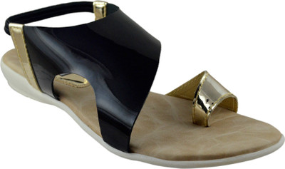 

Mega Steps Women Black::Gold Flats