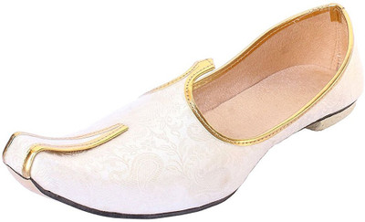 

Ramraj Men Synthetic Wedding Mojari Jutis For Men(White