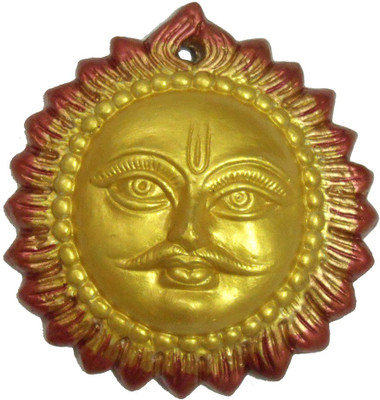 

Rasoh village hand artz glowing sun terracotta decorative wall hanging masks Decorative Showpiece - 14 cm(Terracotta, Multicolor)