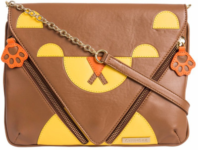 

Chumbak Women Casual Brown PU, Cotton Sling Bag
