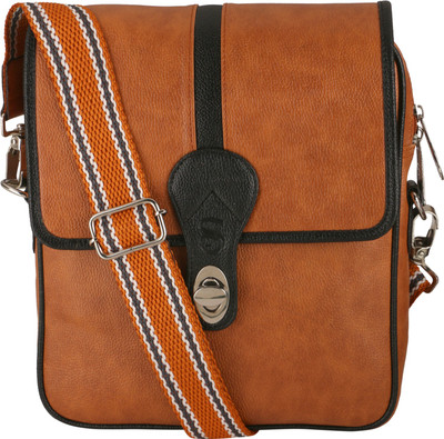 

skinoutfit Men Tan Leatherette Sling Bag