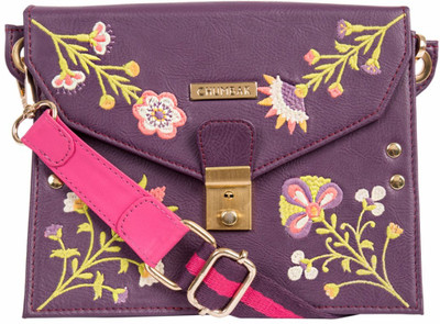 Chumbak Women Casual Purple PU, Polyester Sling Bag
