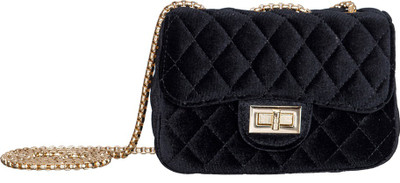 

peaubella Women Evening/Party Black Velvet Sling Bag