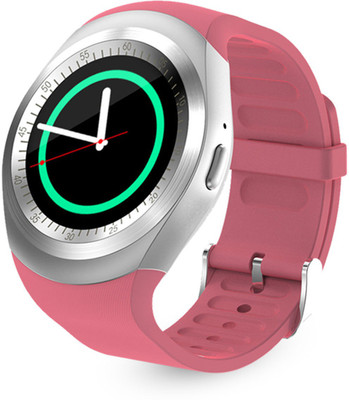 

IBS Bluetooth Smart Watch Touch Screen Y1 GSM Watch Phone For iOS Android pink Smartwatch(Pink Strap Free Size)