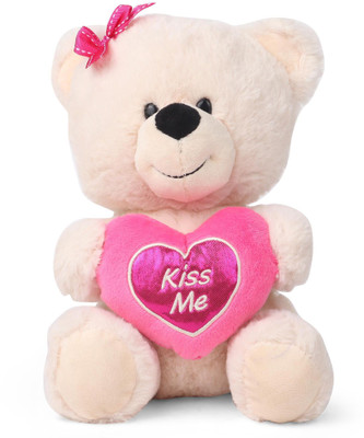 

Starwalk Bear Plush Light Pink colour Holding Heart (Kiss ME) - 24 cm(Multicolor)