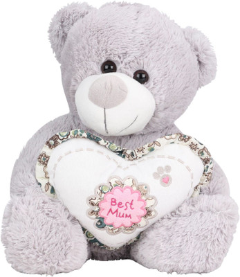 

Starwalk Sitting Bear plush Grey colour with Heart (Best Mum) 30 cm - 30 cm(Multicolor)
