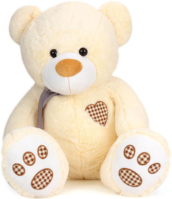 

Starwalk Bear Plush Cream colour with Ribbon & Embriodery Heart 60 cm - 60 cm(Multicolor)