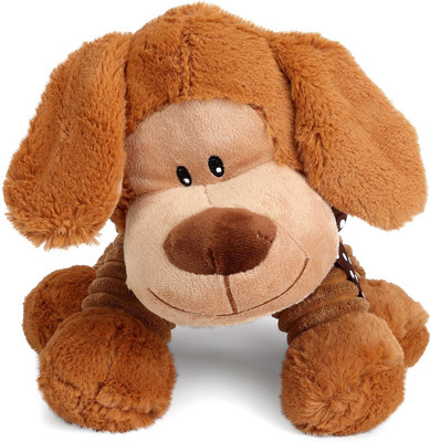 

Starwalk Squating dog Plush Brown colour with Ribbon 25 cm - 25 cm(Multicolor)