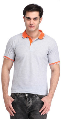 

Lime Solid Men' Polo Neck Grey T-Shirt