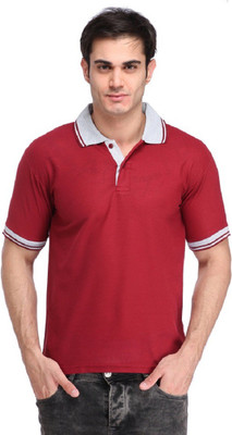 

Lime Solid Men's Polo Neck Maroon T-Shirt
