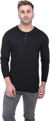 FastColors Solid Men V-Neck Red, Grey T-Shirt