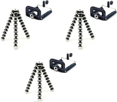 

ReTrack SET OF 3PC Adjustable Mini Octopus Mobile Phone Camera Stand Clip Bracket Holder Tripod(Black, Supports Up to 500 g)