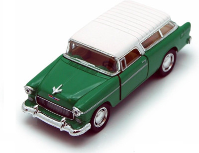 

Kinsmart 5'' Die Cast Metal 1:40 Scale 1955 Chevy Nomad with Doors Openable and Pull Back Action(Green)