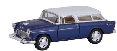 

Kinsmart 5'' Die Cast Metal 1:40 Scale 1955 Chevy Nomad with Doors Openable and Pull Back Action(Blue)