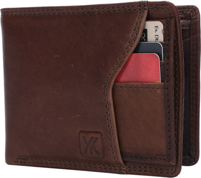 

Yark Men Brown Genuine Leather Wallet(8 Card Slots)