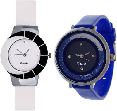 KNACK Black white different design beautiful with movable crystals in dial fancy and attractive blue women Watch  - For Girls   Watches  (KNACK)