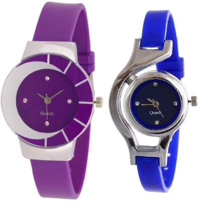 KNACK White purple different design beautiful watch with glory round different shape blue women Watch  - For Girls   Watches  (KNACK)