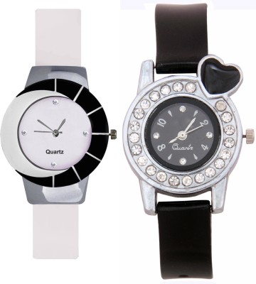 KNACK Black white different design beautiful with black crystals heart unique and beautiful glory women Watch  - For Girls   Watches  (KNACK)