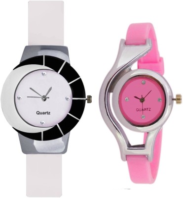 KNACK Black white different design beautiful with glory round different shape pink women Watch  - For Girls   Watches  (KNACK)