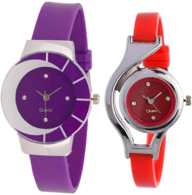 KNACK White purple different design beautiful watch with glory round different shape red women Watch  - For Girls   Watches  (KNACK)