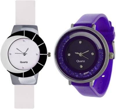 KNACK Black white different design beautiful with movable crystals in dial fancy and attractive purple women Watch  - For Girls   Watches  (KNACK)