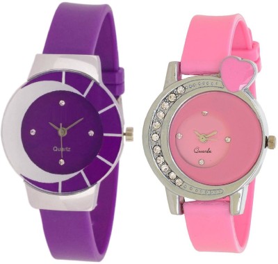 KNACK White purple different design beautiful watch with Pink crystals studded heart beautiful design women Watch  - For Girls   Watches  (KNACK)
