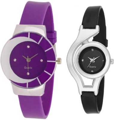 KNACK White purple different design beautiful watch with glory round different shape black women Watch  - For Girls   Watches  (KNACK)