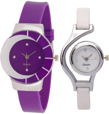 KNACK White purple different design beautiful watch with glory round different shape white women Watch  - For Girls   Watches  (KNACK)