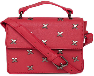 

Addons X-studded satchel Shoulder Bag(Red, 5 L)