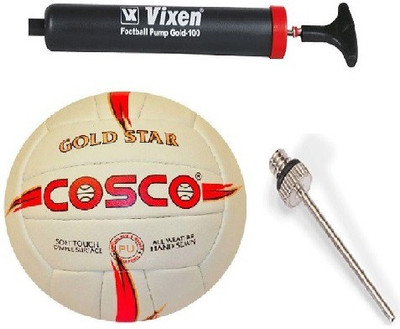 

Cosco Combo of 3, 1 Gold Star Volleyball, 1 Vixen Pump, And Needle. Volleyball - Size: (Pack of 1, Multicolor