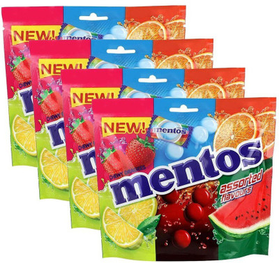 

Mentos Chewy Dragees, 60 pieces pouch (156g Each) Assorted Flavour(Pack of 4)