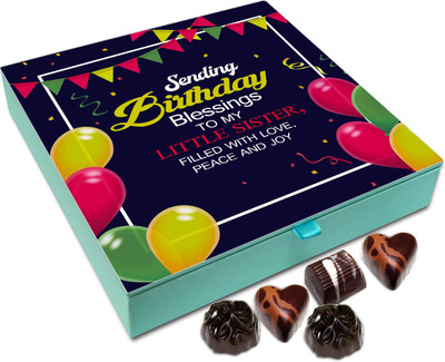 

Chocholik Gift Box - Sending Birthday Blessings To My Little Sister Chocolate Box - 9pc Truffles(108 g)