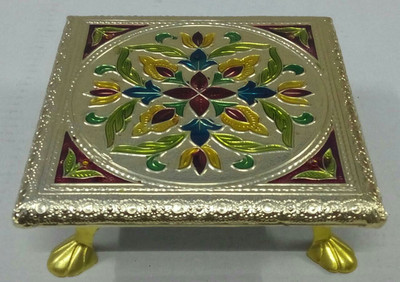 

RAG pooja bajot Wooden Pooja Chowki(Multicolor, Pack of 01)
