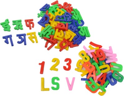 Kids World learning creative hindi alphabet and abc+123 block set(Multicolor)