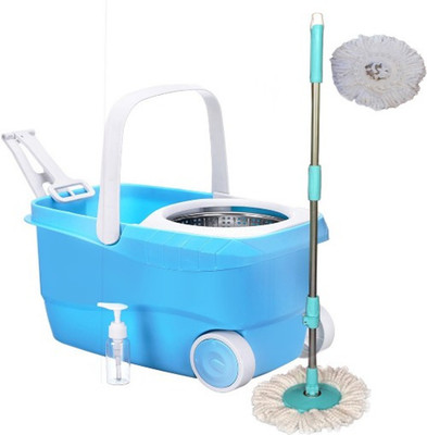 

ShopyBucket Cleanwell Steel Spin Bucket With Wheels-2 Mop Set