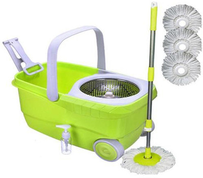 

ShopyBucket Cleanwell Steel Spin Bucket With Wheels-1 Mop Set