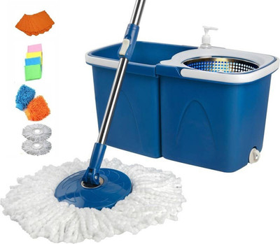 

ShopyBucket Easy 360 Degree Spin Twin Bucket Magic Mop_3 Mop Set