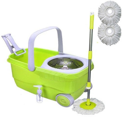 

ShopyBucket Cleanwell Steel Spin Bucket With Wheels-1 Mop Set