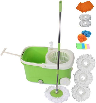 

ShopyBucket Green Cleansweep with Wheel set-2 Mop Set