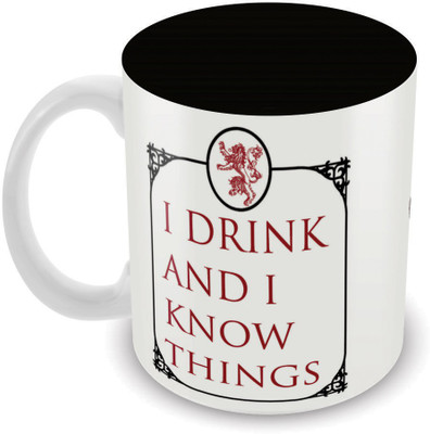 Game of Thrones I Drink & I know things Ceramic Mug(325 ml), Multicolor