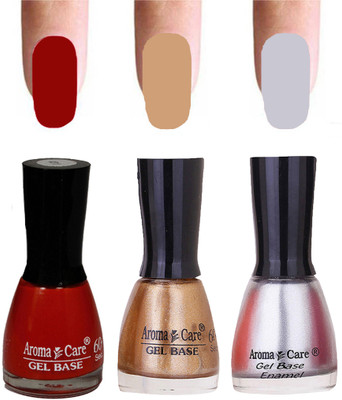 

Aroma Care Velvet Dull Matte Nail Polish Combo in Wholesale Rate Red,Dark Golden,Silver(Pack of 3)