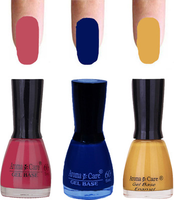 

Aroma Care Velvet Dull Matte Nail Polish Combo in Wholesale Rate Pink,Blue,Light Golden(Pack of 3)
