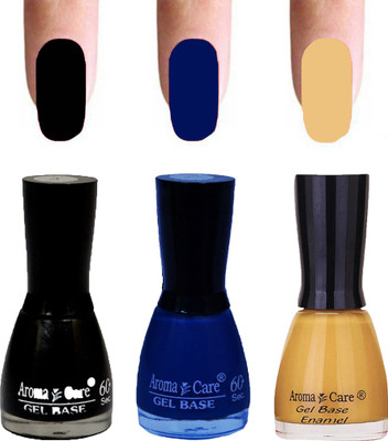 

Aroma Care Velvet Dull Matte Nail Polish Combo in Wholesale Rate Black,Blue,Light Golden(Pack of 3)